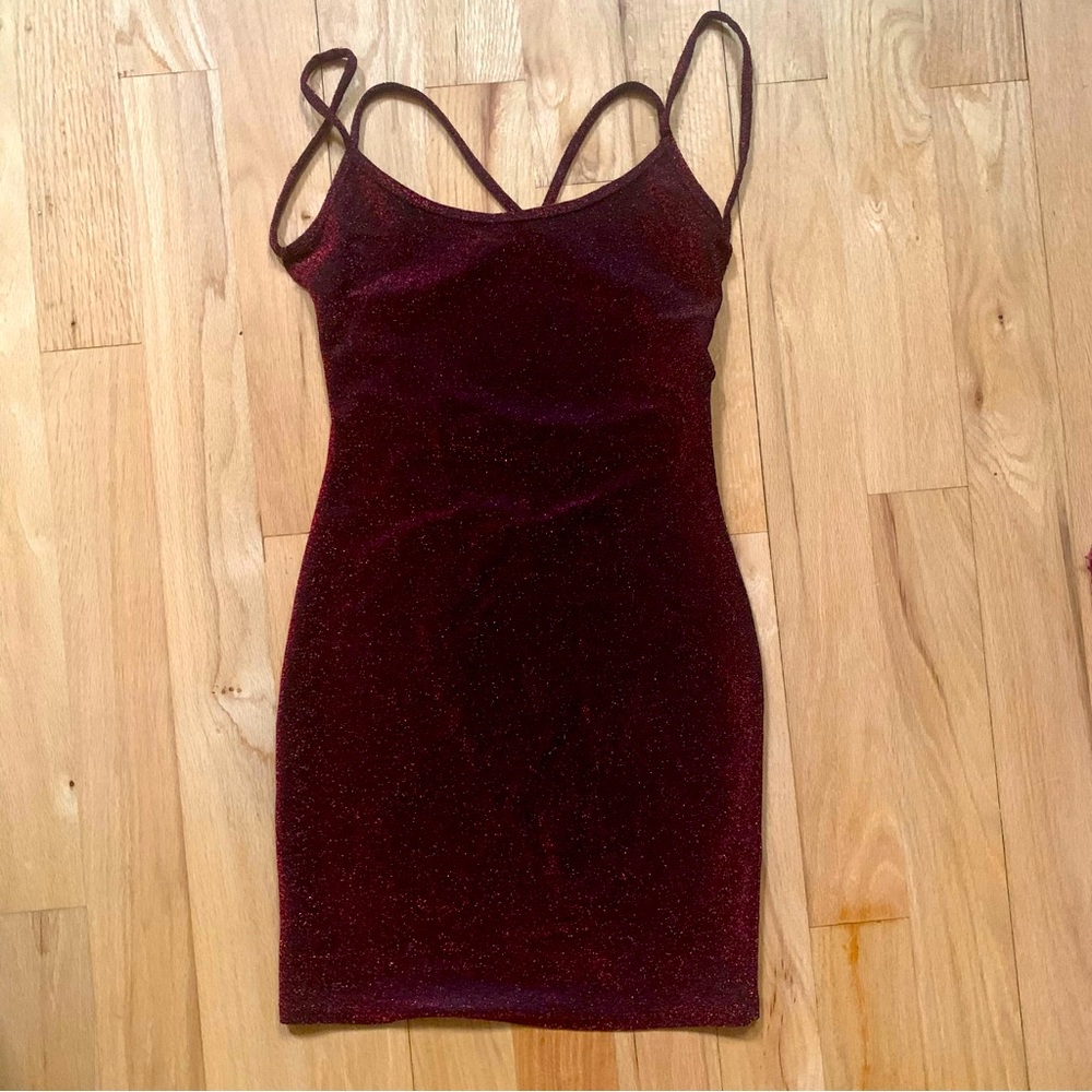 Dark red glittery Strappy dress